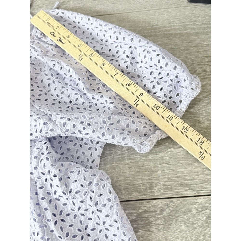 J.Crew NWT V-Back Puff Sleeve Eyelet Top Lavender Cottagecore Romantic Size 8 - Picture 12 of 13